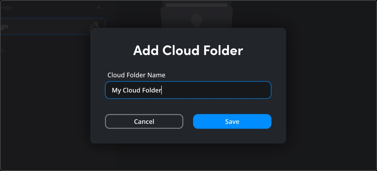 Name cloud folder dialog