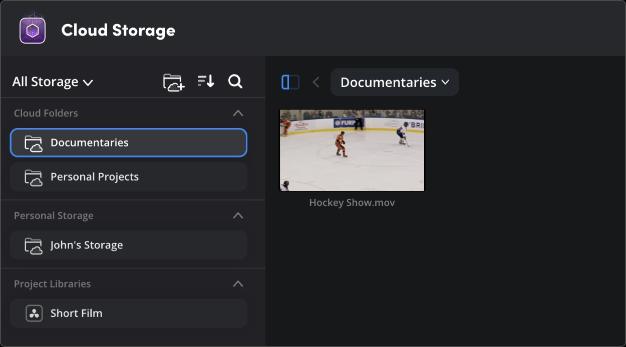 Sidebar with folders
