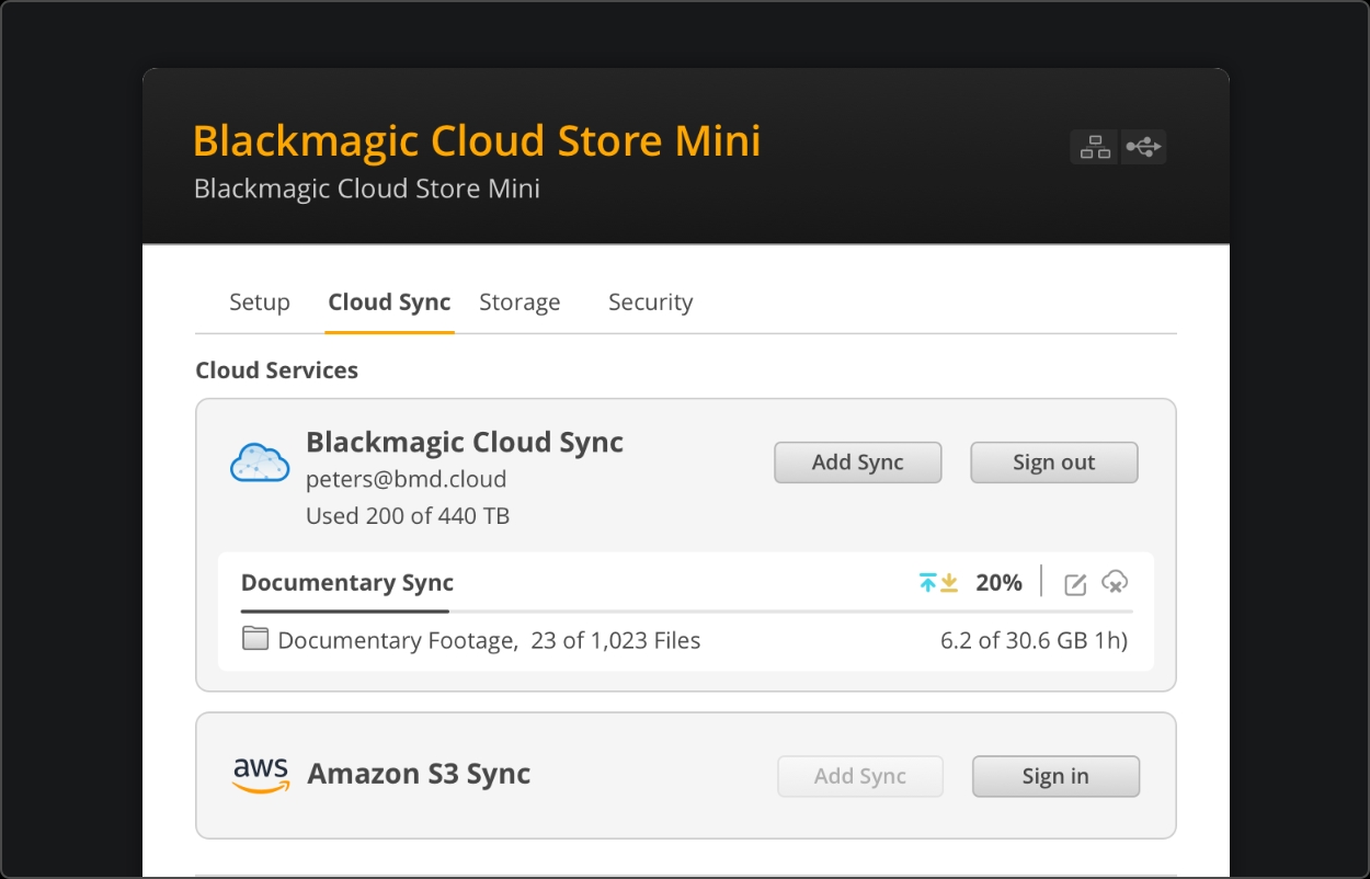 Blackmagic Cloud Store Mini with Sync