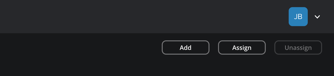 The top right of the License Manager page in a personal profile showing the 'Assign' button between the 'Add' and 'Unassign' buttons