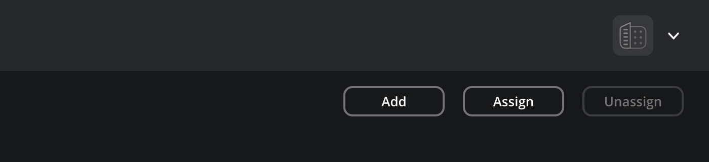 The top right of the License Manager page showing the 'Assign' button between the 'Add' and 'Unassign' buttons