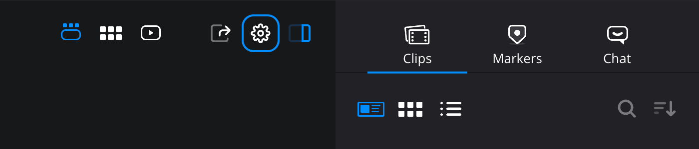 The settings wheel icon highlighted in the toolbar at the top of the viewer