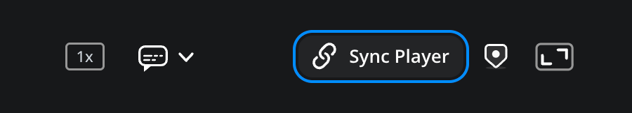 The sync player button highlighted in the viewer controls