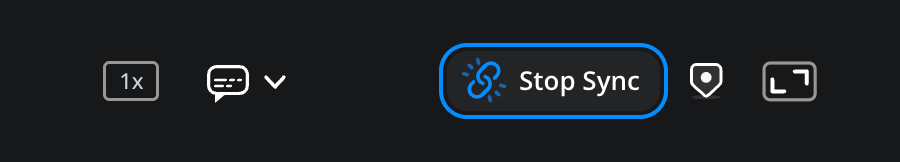 The stop sync button highlighted in the viewer controls during a sync session