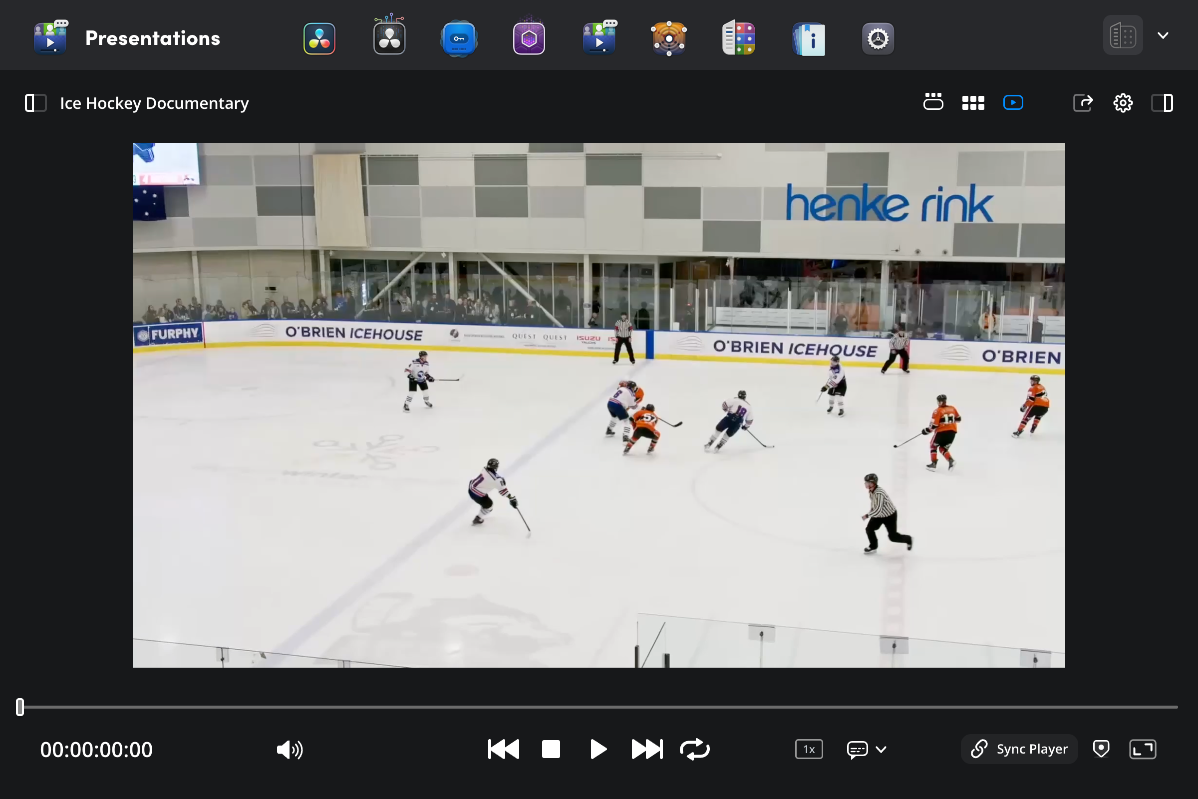 Player view showing a larger video player with no video conferencing options