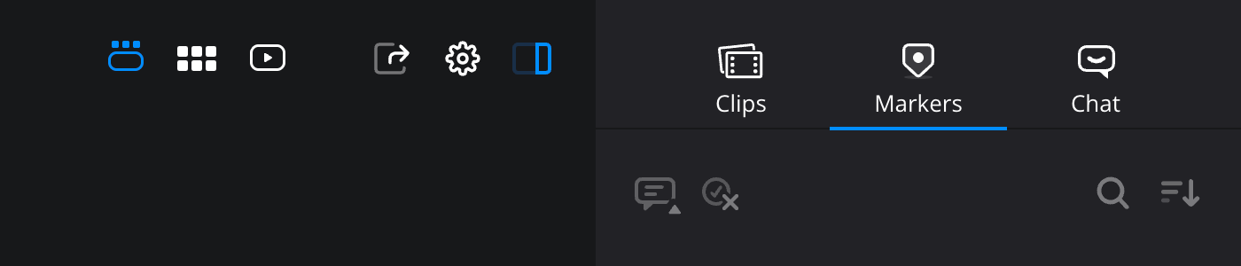 The markers tab selected in the right hand sidebar