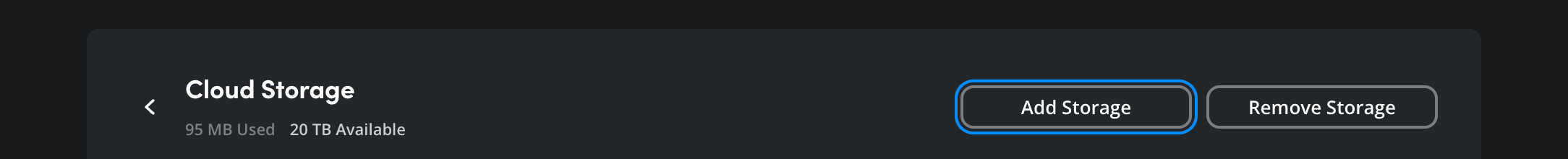 The Cloud Storage section showing Add Storage button