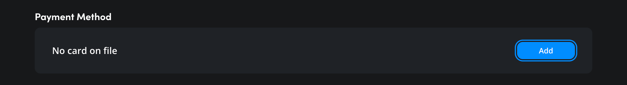 The Payment Method section showing Add button