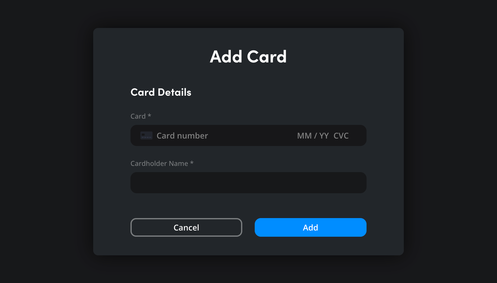The payment method update interface showing Add a Different Card option