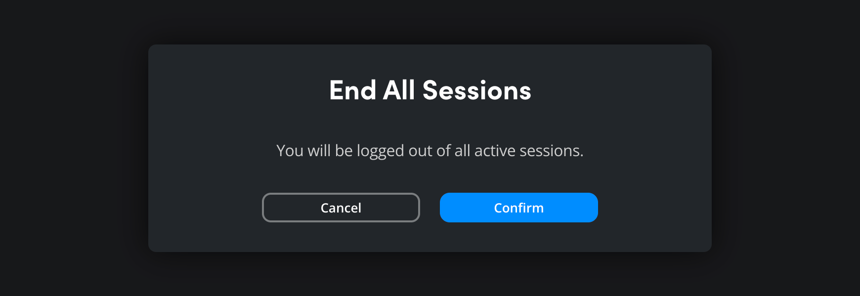 The end all sessions confirmation dialog