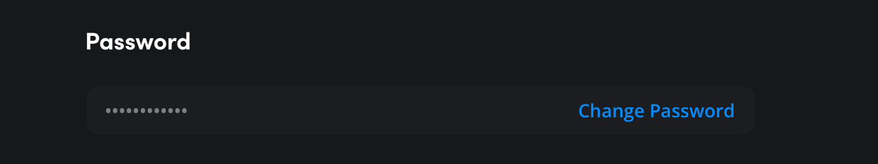 The Password section showing Change Password link