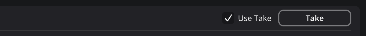The 'Use Take' checkbox selected in the top right of the stream router page, enabling the 'Take' button next to it